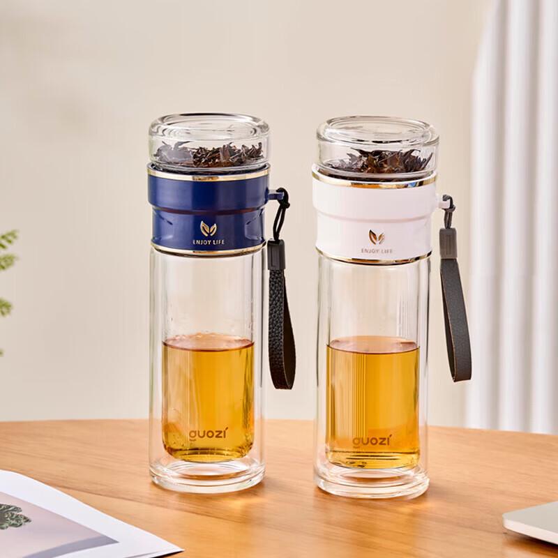GUOZI Double-Wall Glass Tea Infuser Cup