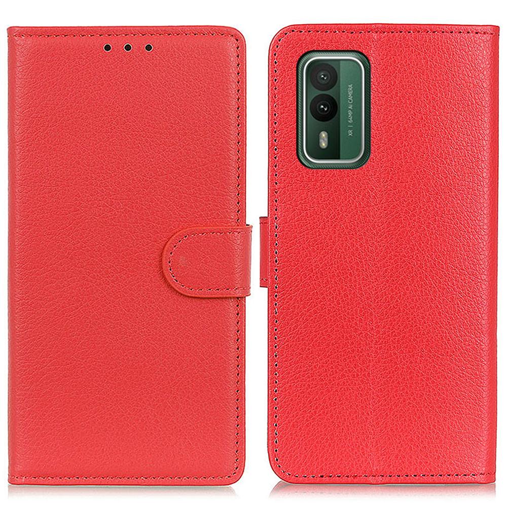 

Для Nokia XR21 Противоцарапный чехол для телефона Кошелек Подставка Текстура личи PU кожа Защитная оболочка Red