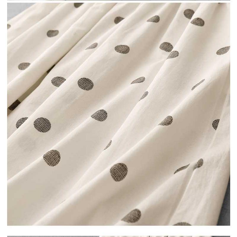 2025 Summer Black and White Polka Dot Tight Waist Casual Versatile Literary Vintage Half-body Skirt