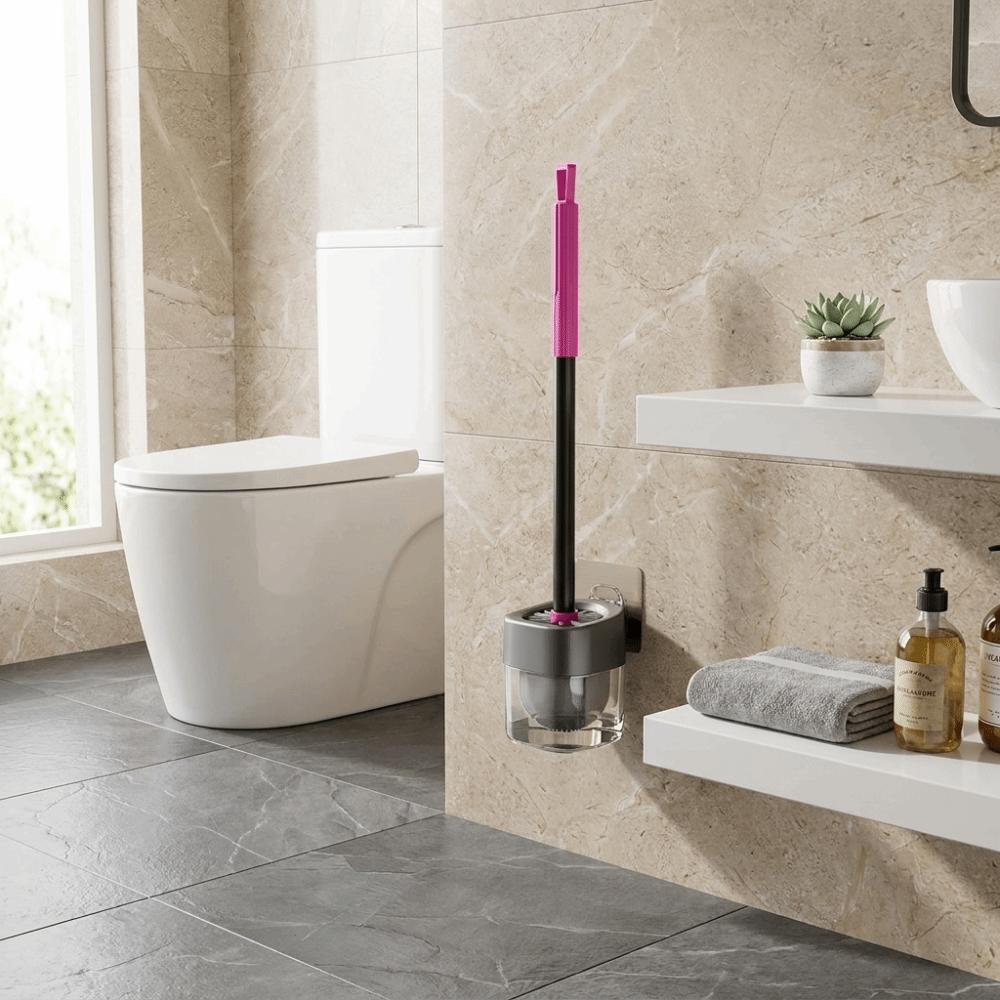 Hemispherical Brush Head Toilet Brush Groove Design Wall Mount Brush Apartment Living