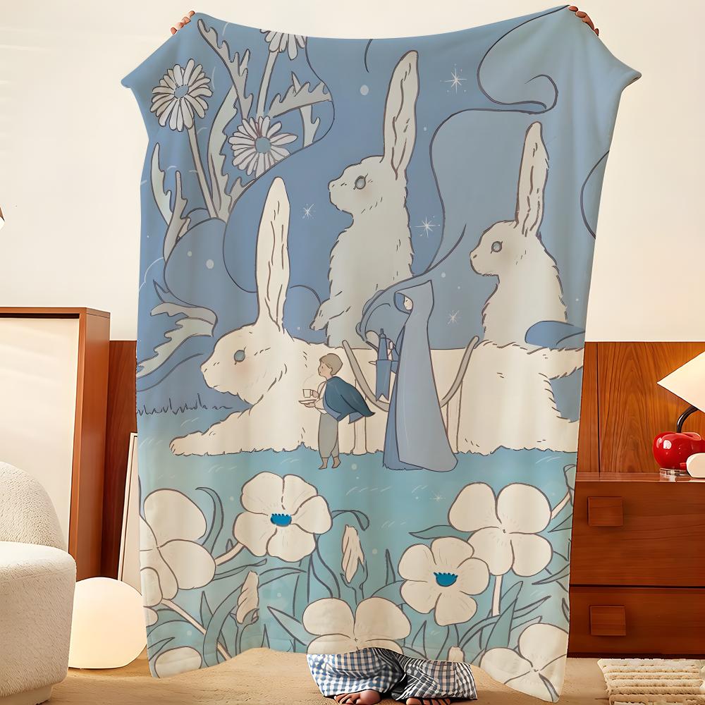 Artist Y-Yoshitomo Throw Flannel Throw Blanket, Lightweight Cozy, Durable Washable Cute Cool