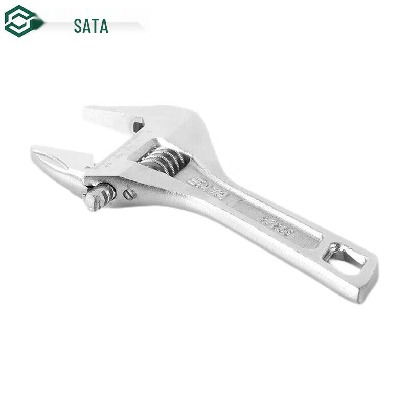 SATA 12-inch Large Opening Short Handle Adjustable Wrench