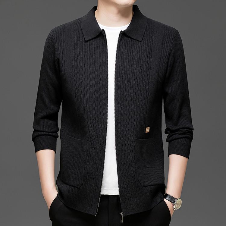 Woodpecker Men's Autumn Knitted Cardigan: Business Casual, Fashionable & Versatile for Middle-Aged Men