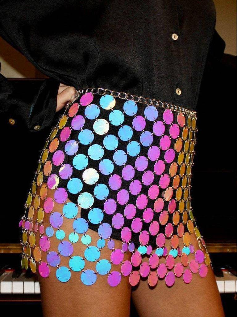 Sequin Punk Style Sexy Midi Skirt YY20217