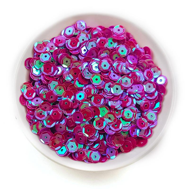6MM Round Curved PVC Sequins with Middle Hole and Hexagonal Beads for Sewing