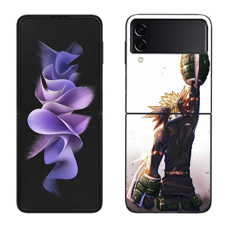 My Hero Bakugou Katsuki Phone Case For Samsung Z Flip 7 6 5G Galaxy Z Flip 5 4 3 Black Hard Cell Cover Luxury PC Shell Coque