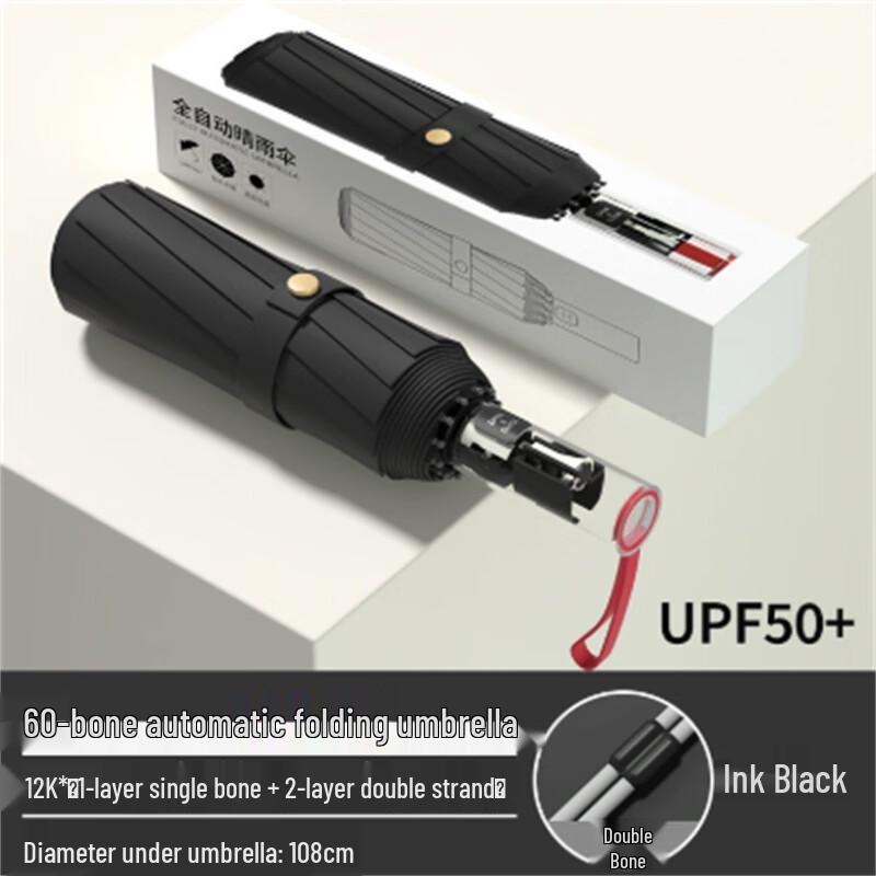 Automatic Anti-Rebound 60-Rib UV Protection Umbrella