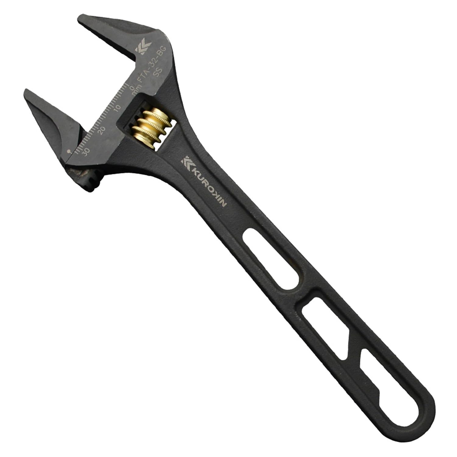 

Fujiya Light Monkey, Non-serrated, Black and Gold, Total Length 205mm, Maximum Opening 32mm, FTA-32-BG