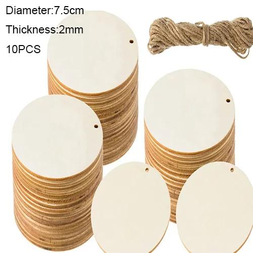 New Diameter 1-10CM Natural Unfinished Round Wood Slices Circles Discs for DIY Craft Kids Christmas Painting Toys Ornament Decor