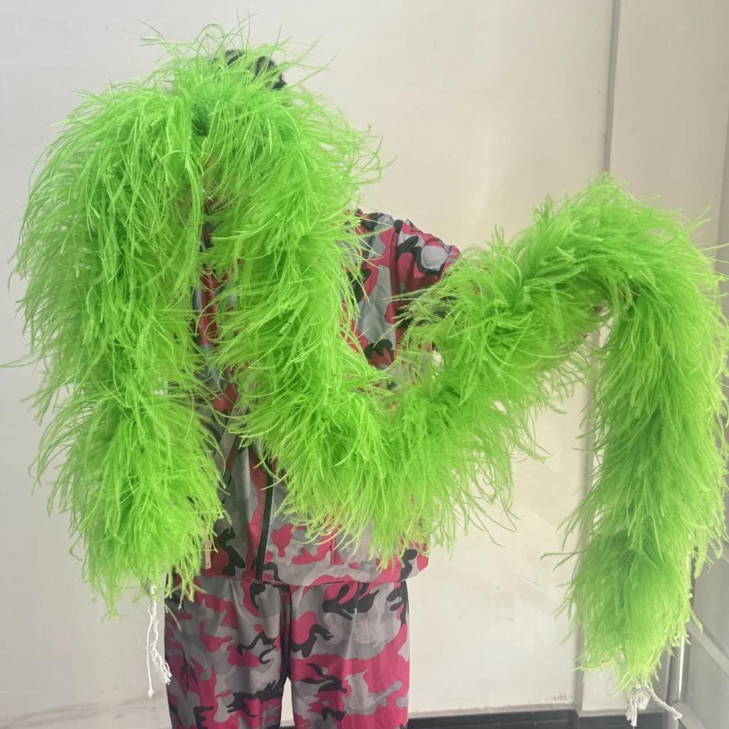 6/10 Layer Multicolor Ostrich Feather Boa 2Meters Fluffy Ostrich Plumes Shawl For Party Lady Dress Clothing Diy Decoration Scarf