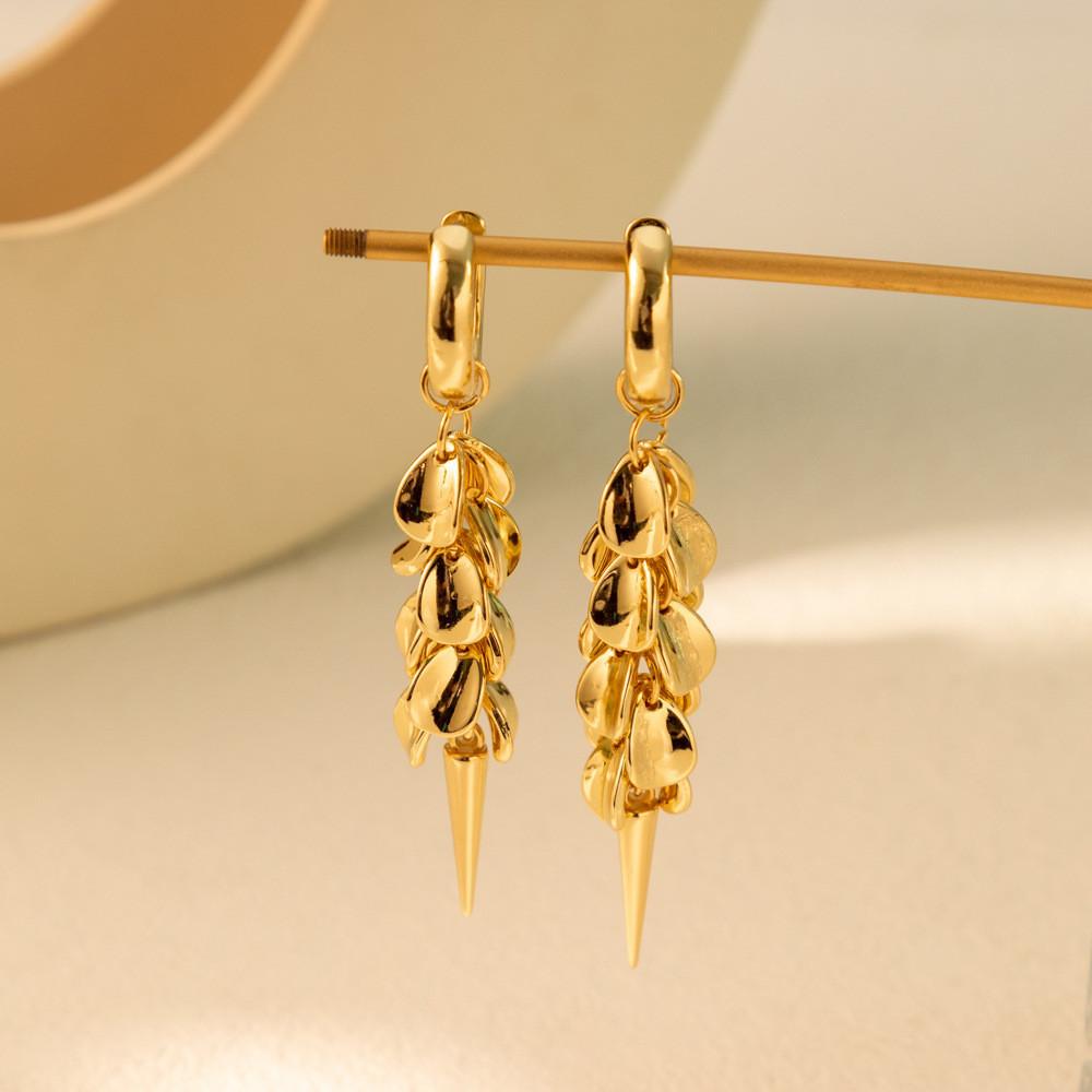 Stylish Winter 2023 Gold Plated Unique Shape Alloy Earrings For Ladies