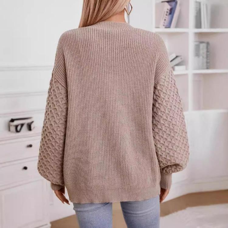 Vintage Solid Color V Neck Knitwear Cardigan Loose Long Sleeve Sweater Top for Autumn Winter