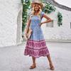Summer Casual Dress New Print V-neck Flutter Sleeve Bohemian Style Dress