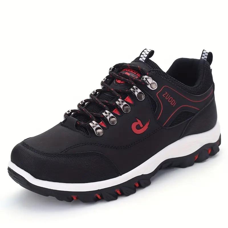 PLUS SIZE Men's Durable Lace Up Hiking Boots, Comfy Non Slip Soft Sole Shoes for Men's Outdoor Sneakers