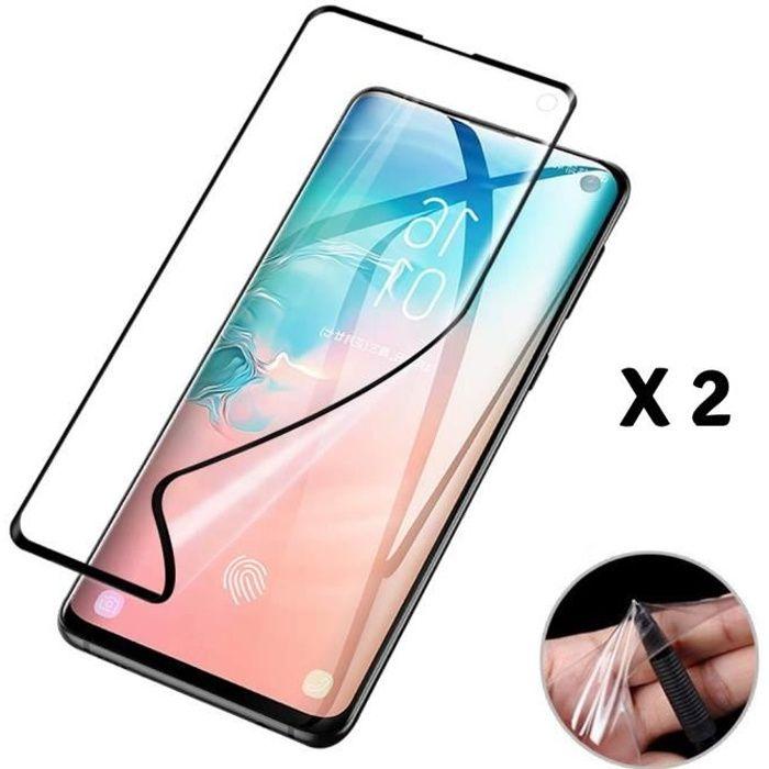 Film Protecteur - Phonillico® - Samsung Galaxy S10 - 2 Films - Bord Noir - Résistant aux Rayures