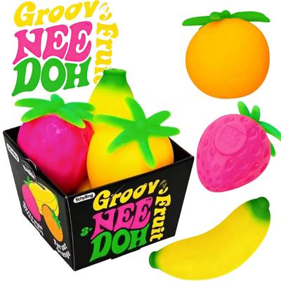 Needoh Schylling Frucht Squishy Spielzeug 3 Stück Banane Orange Erdbeere Langsames Aufsteigen Angstlinderung Stressabbau Entspannendes Zubehör