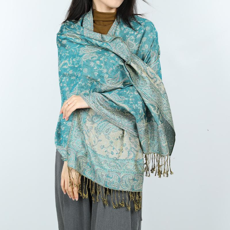New women's jacquard cashew scarf shawl dual-purpose travel outside decorative large shawl