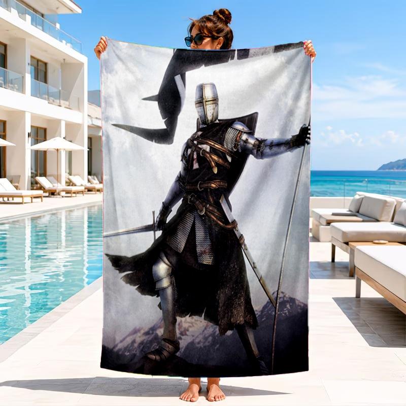 Knights Templar Symbol Beach Towel, Microfiber Beach Towel, Perfect For Pool, Beach, Travel, Home Decor Beach Party Fan Gifts