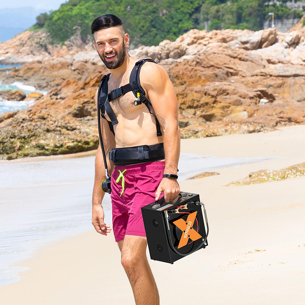 Pompa elektryczna ze zbiornikiem do nurkowania AutoStop Sprężarka powietrza Bezolejowa przez samochód 12 V DC lub dom 110 V AC