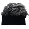 CZ291 [White Fang] Hat, Cool, Hair, Wig, Hat, Ski, Snowboard, Fur, Colorful, Men's, Women's, (Black)