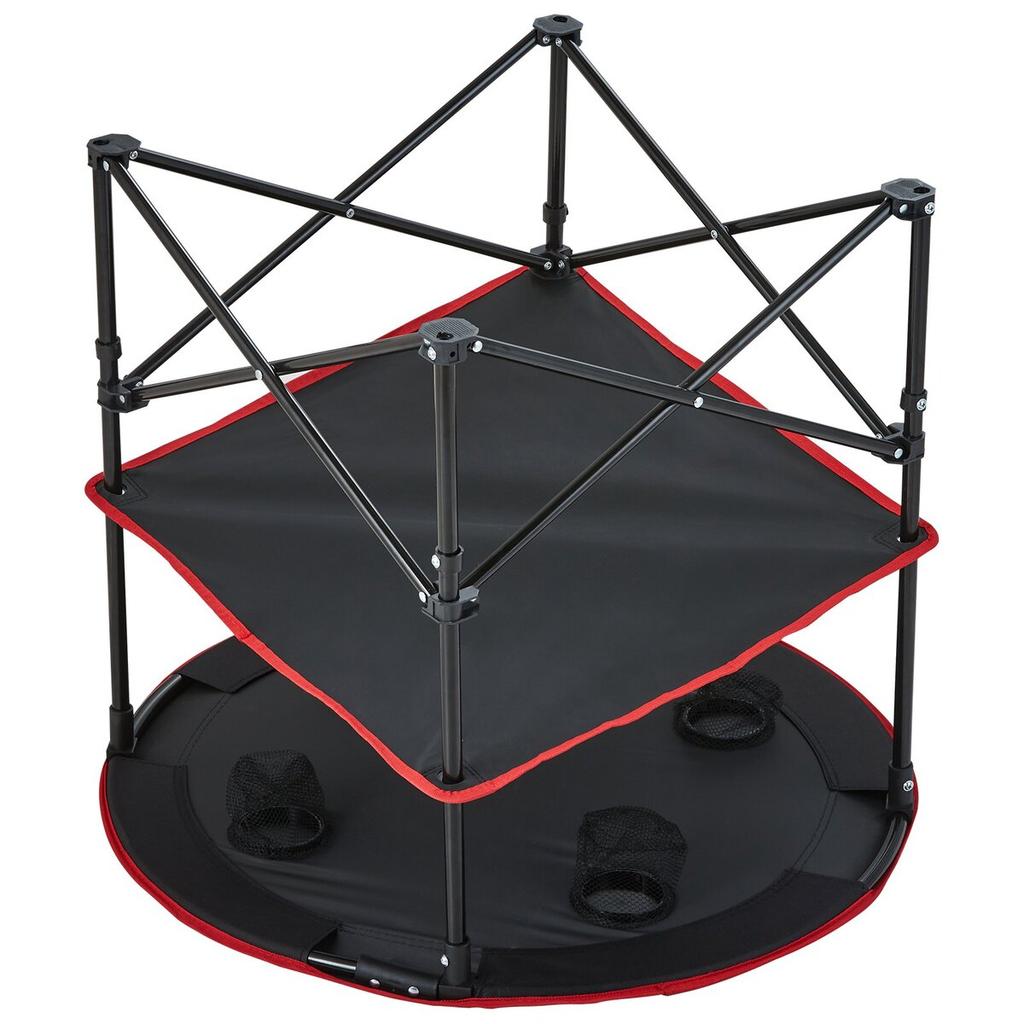 Folding Camping Table, Outdoor Portable Side Tables, Lightweight Fold Up Table, 600D Oxford Fabric & Steel Ultra Compact Work Table with Large Storage