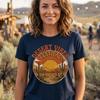 Retro Sunset Cactus T-Shirt | Vintage Desert Vibes Festival Graphic Tee