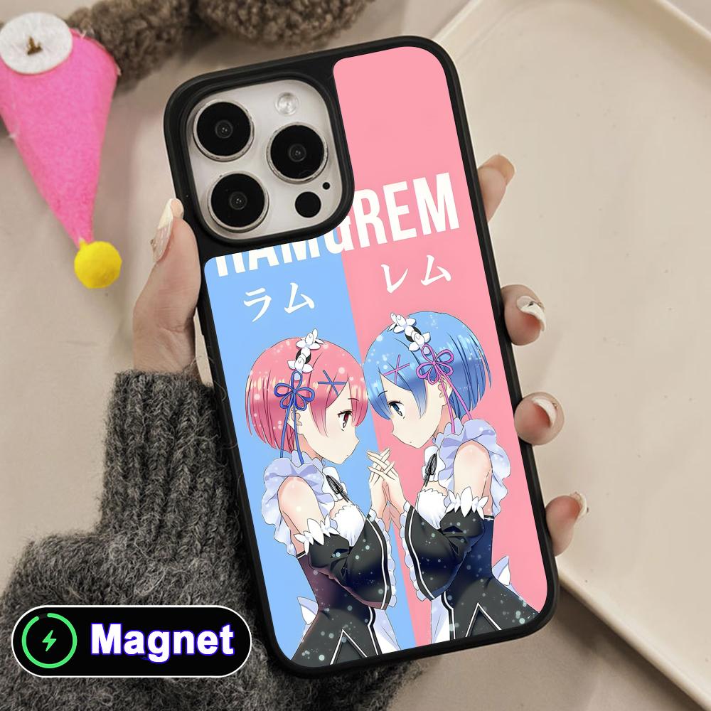 ReZero Rem Ram Matte Surface Magsafe Mobile Phone Case for iPhone 17 16 15 14 13 12 11 Air Pro Max Plus Colorful Cover