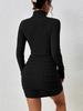 2024 Autumn Winter High Neck Ribbed Bodycon Short Dress for Women