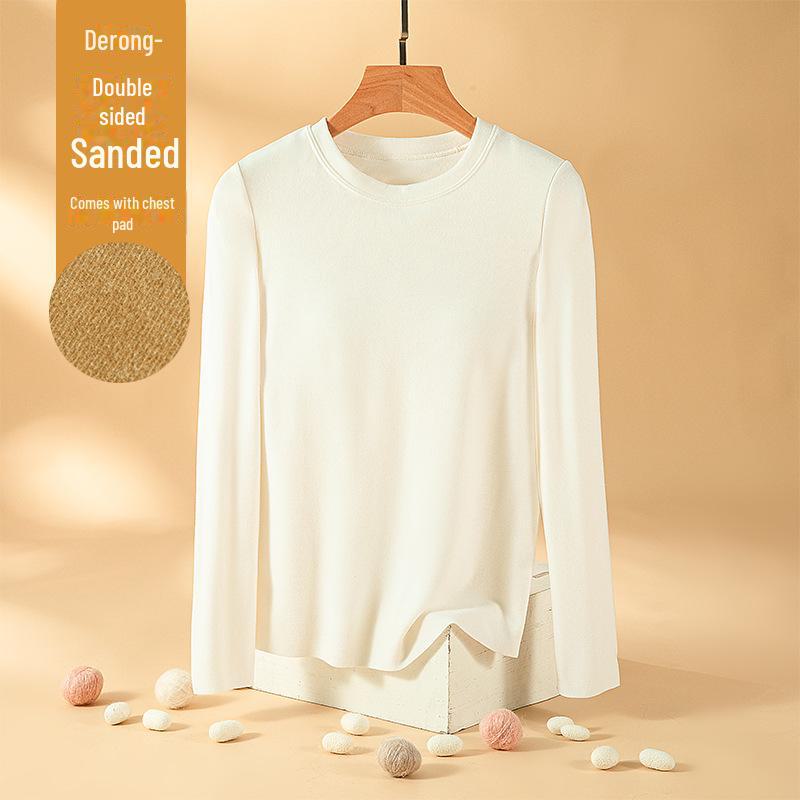 

Женские двухсторонние бархатные термотопы с нагрудными накладками – начес, плюш, утолщенный, майка с круглым вырезом L слоновая кость