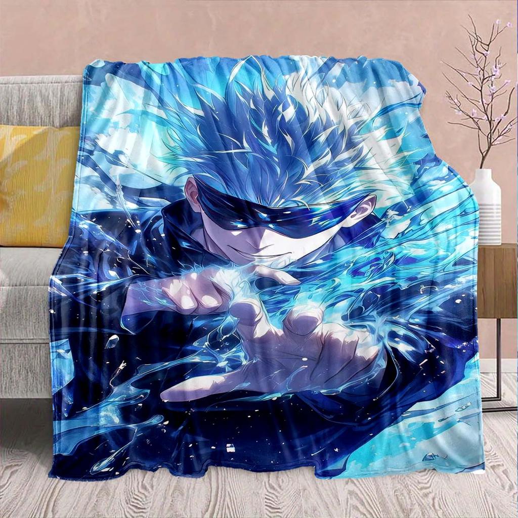 Jujutsu Kaisen Flannel Graphic Blanket Soft Warm Throw Lightweight Plush Sofa Bed Decor -QJY