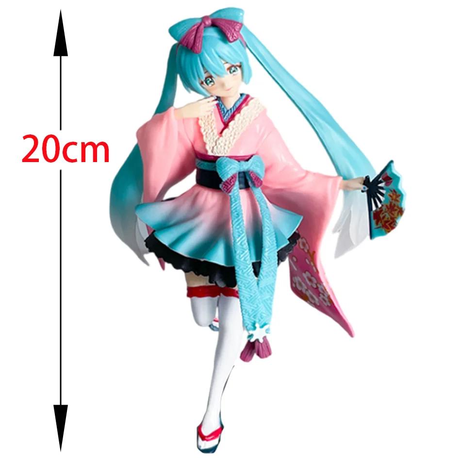 Hatsune Miku Action Figure Cherry Blossom Pink Dress Sitting Posture PVC Model Anime Collectible Gift