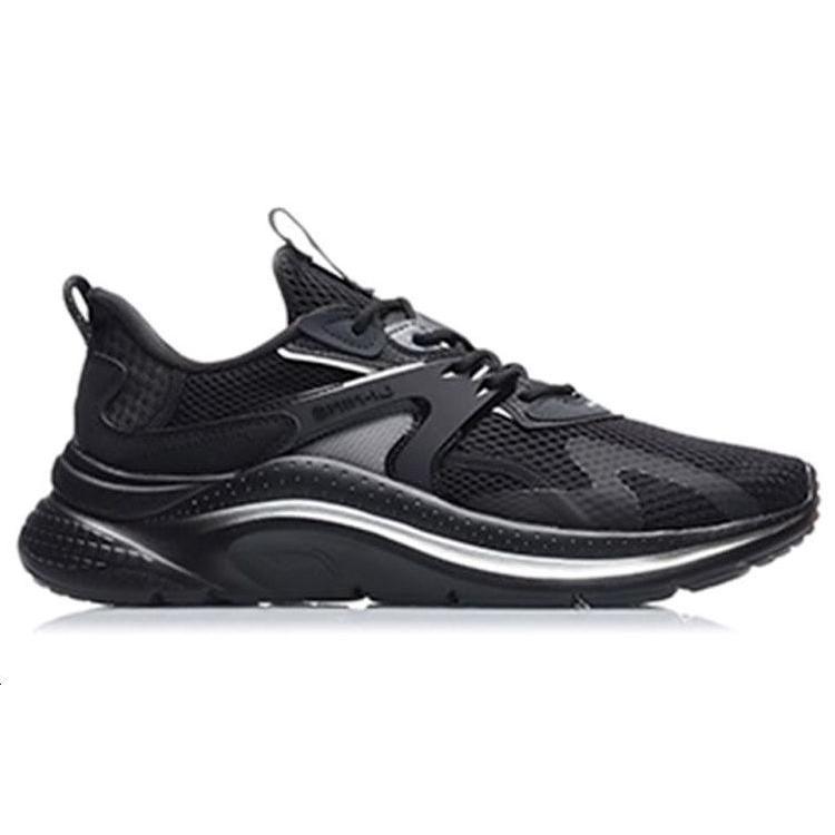 New LiNing Liuyun Slip Resistant, Abrasion Resistant, Lightweight Low Top Running Shoes Men's Pure Black AGLR033-4