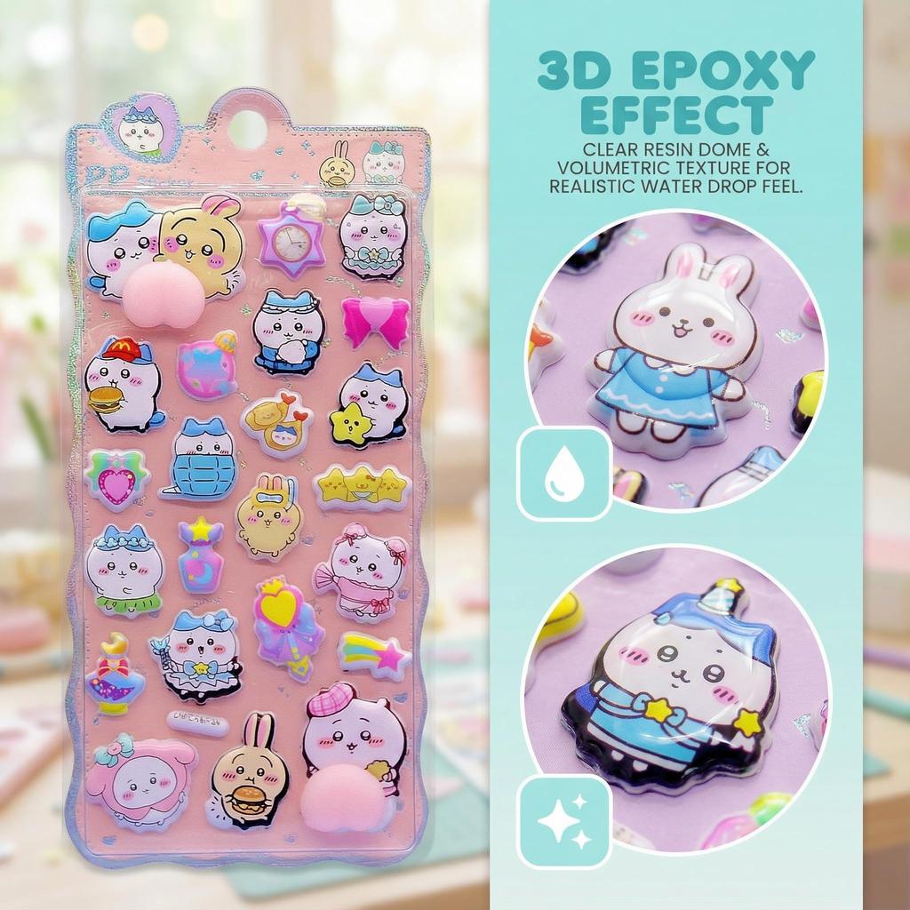 Ninrikidy Butt Puni Puni 3D Puffy Sticker Set A 2-Piece Notebook Reward Decor Glitter Kids Girls Adults