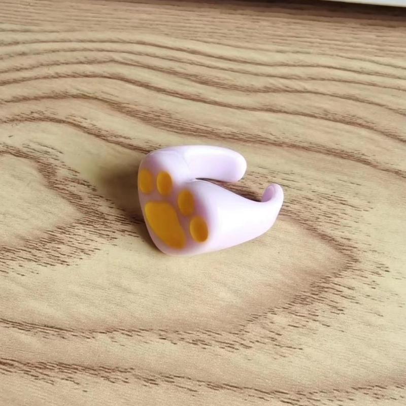 Resin Bear Paw Rings Casual Outfits Heart Open Rings Fashion Adjustable Finger Rings Personality Bear Paw Joint Rings