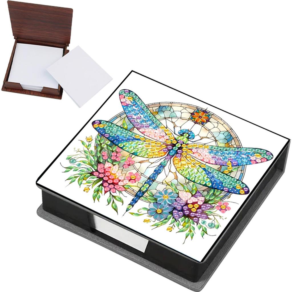 Animals Leather Gem Painting Memo Pad Holder Mosaic Kit Diamond Art Note Box with 160 Sheets of Paper for Adults Beginners