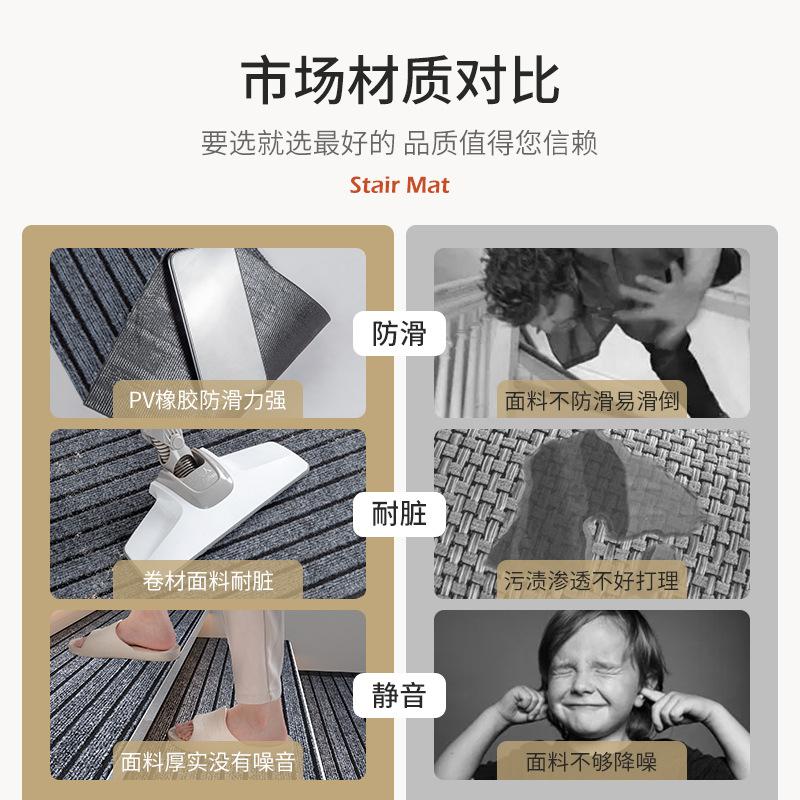 Treppenstufenmatte Anti-Rutsch-Matte für die Heimtreppe Rotierender, schalldichter Stufenteppich mit Stufenbodenmatte