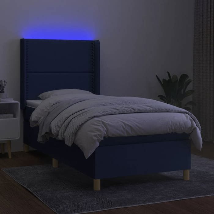 VidaXL Slatted Bed Base with Mattress and LEDs, Upholstered Bed, Single Bed, Adult Bed for Interior Bedroom, 3138763