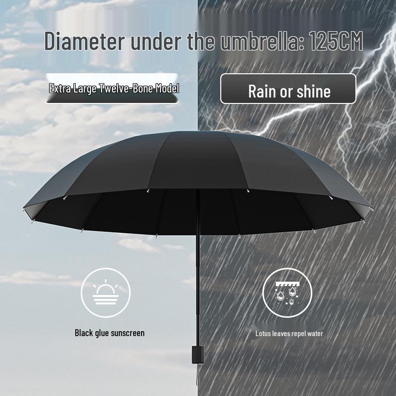 Black Logo Printed Auto Open/Close UV Protection Compact Umbrella for Men & Women - Dual-Use for Rain or Shine
