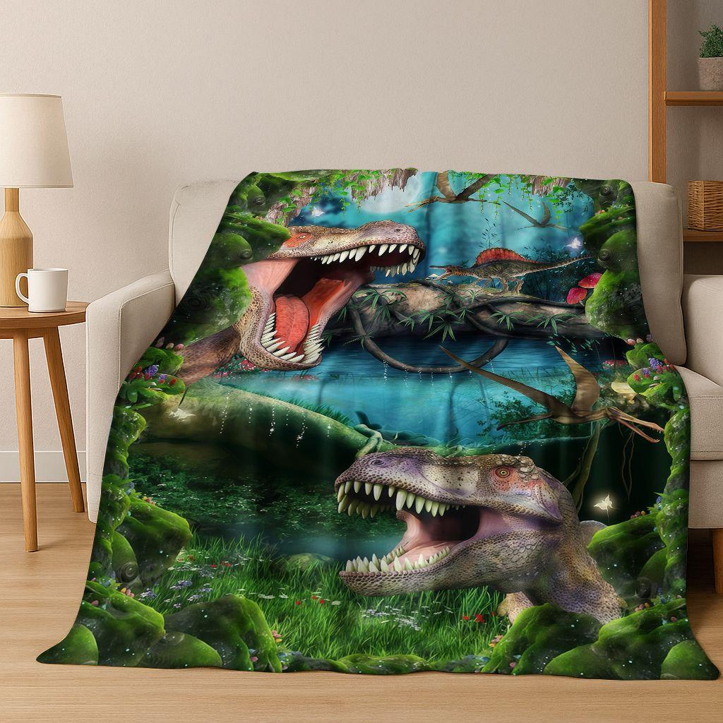 

3D Illusion Breaking Wall Dinosaur Animal Series Flannel Blanket,Cozy Soft Throw Blanket for Home Bedroom Bed Sofa Cover Kids 75x90cm