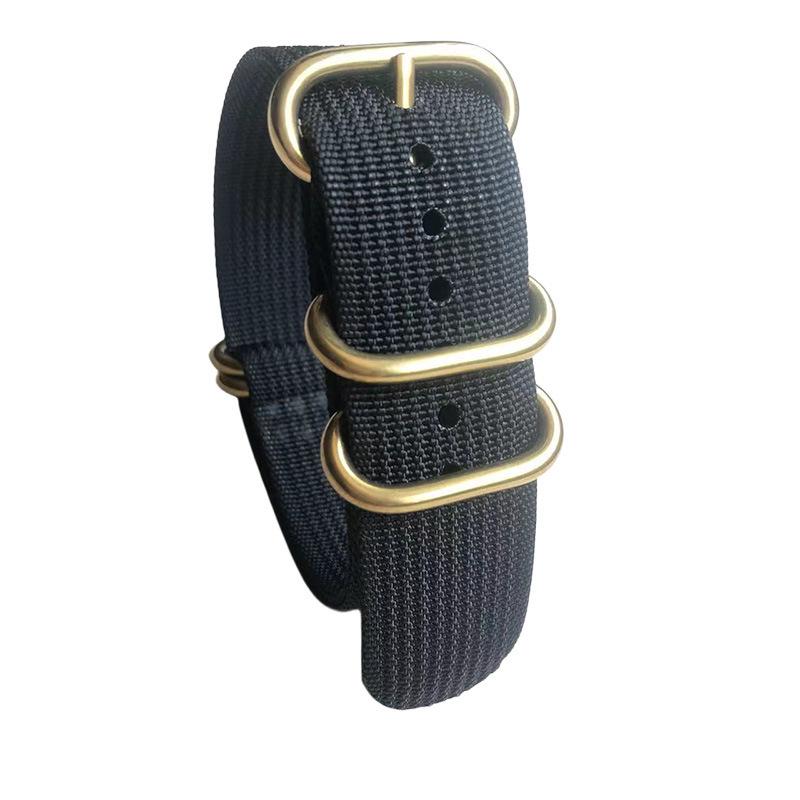 

Нейлоновый ремешок для часов Zulu NATO плотного плетения с овальной пряжкой золотого цвета с вакуумным напылением 24mm