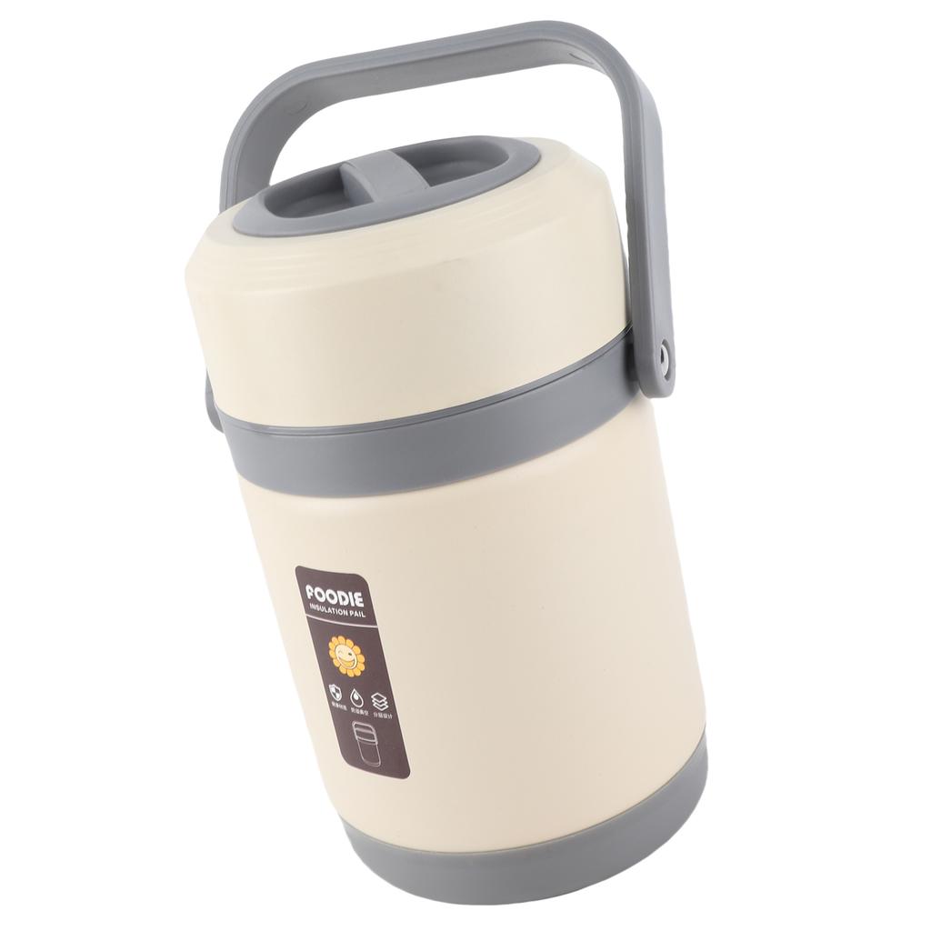 Thermal Cooker Pot Stainless Steel Mini Portable Constant Temperature Heat Preservation Lifting Pot Beige