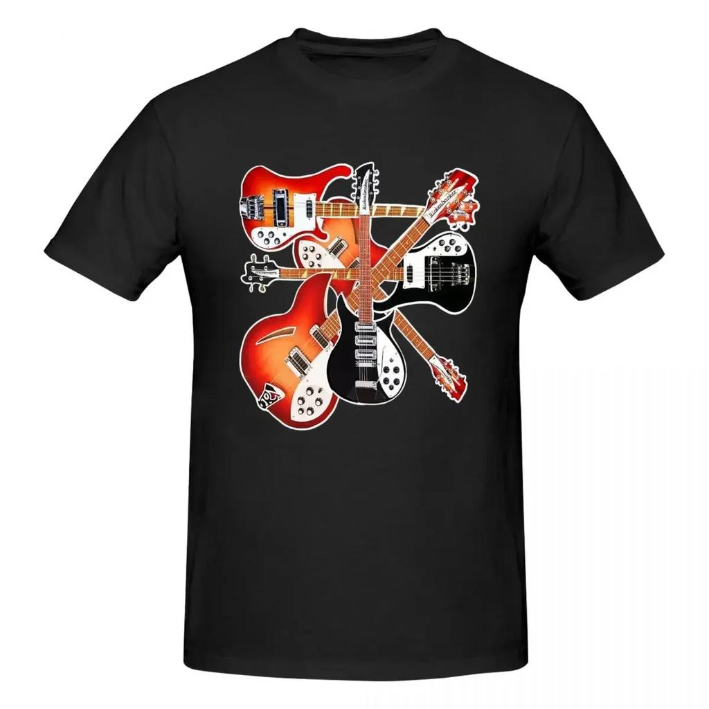 Rickenbacker Gitarre Celebration Abstrakte Kunst Collage 100% Baumwolle T-Shirt Unisex Mode T-Shirts Unisex Rundhals Kurzarm