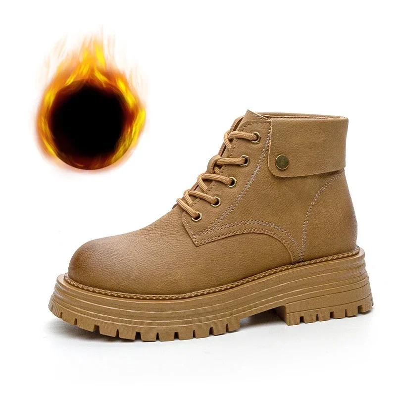 Fashion Fashion Casual Leather Platform Ankle Boots for Women Autumn Winter Soft Sole Women's Shoes Designer Motorcycle Boots Female