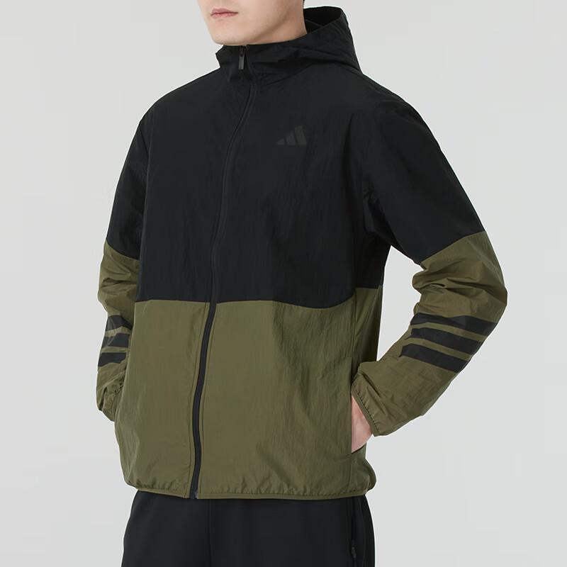 Adidas Future Icons Windbreaker Fashion Knit Windproof Casual Training Jacket Men Jacket Black Green JD4943