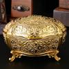 Ellipsoid Necklace Storage Box European Style Golden Jewelry Organizer Alloy Earrings Case Ring Storage Jar Dresser Display
