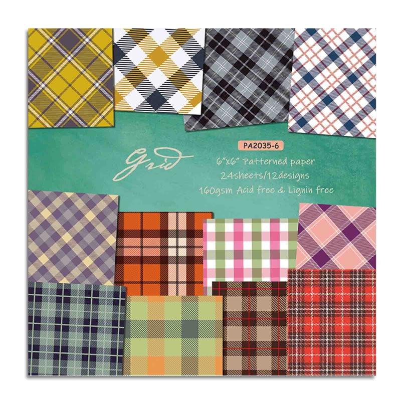

Pattern Paper Set of 24 6in Plaid Patterned Cardstock Present Packaging for Home Festival Holiday Card Decoration 1