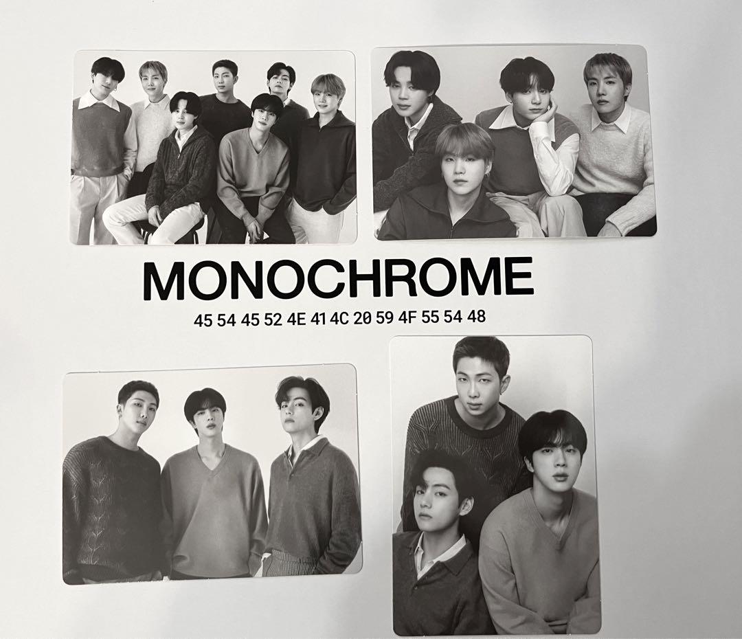 

[USED] BTS MONOCHROME Mini Photo Cards (BTS 7-member unit) 4 Cards