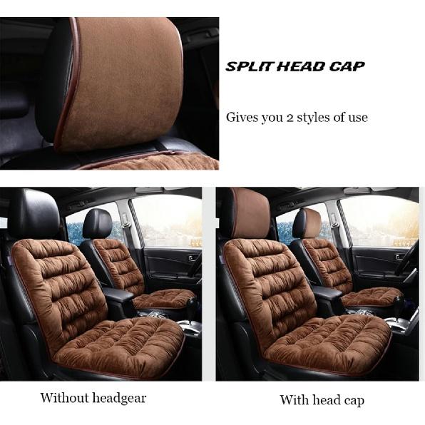 2PCS Car Seat Cushion Luxury Plush Seat Covers for Front Car Seat Bottom+Backrest,Seat Cushion Protector Universal Warm In Winter Works with Sedan