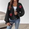 Damen Neuer Herbst Winter Wolle Dreidimensional Erdbeere Spleißen Niedlicher Stil Pullover Strickjacke Knopf Jacke