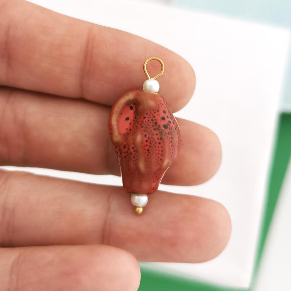 1 stk Keramik Vedhæng Sneglehus Charme Fisk Skal Søstjerne Delfin Rustfrit Stål PVD Guld til Halskæde Armbånd
